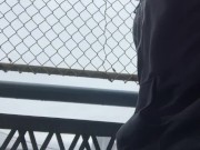 Preview 1 of Guy walking NYC bridge with dick out