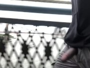 Preview 4 of Guy walking NYC bridge with dick out