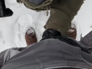 Preview 2 of Public Sportsbra Titfuck | POV | Horny While On A Winter Walk