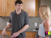Preview 1 of TEEN ALLIE NICOLE SHOWS HER STEPBROTHER HOW TO CREAMPIE
