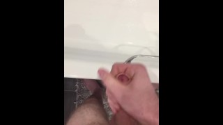 POV solo guy cums over bath