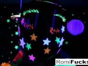 Preview 2 of Romi and Dani lesbian black-light fun