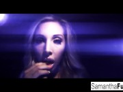 Preview 2 of Samantha gets off in this super hot black light solo