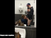 Preview 5 of Public Bathroom Blowjob Ends with Huge Spray Facial Cumshot - Heather Kane