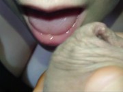 Preview 4 of Close Up Foreskin Play Blowjob Jerking Off On My Lips & Cum On My Tongue