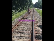 Preview 1 of Rennadel Ryder Running and Flashing on Train Tracks