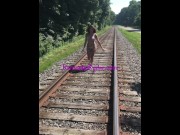 Preview 2 of Rennadel Ryder Running and Flashing on Train Tracks