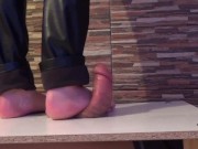 Preview 1 of Bare feet cock and balls trample stomping torture on cockbox CBT trampling
