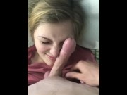 Preview 1 of Pretty 18 year old Virgin playing with Cock in Face