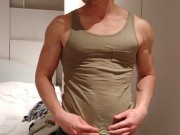 Preview 6 of stripping and flexing through my hoodie, tanktop, briefs flexing my muscles