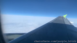 Amateur cute does anal and pussy fingering on a plane