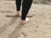 Preview 4 of Super slow motion feet walking on dusty ground -- DIRTY FEET