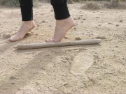 Preview 5 of Super slow motion feet walking on dusty ground -- DIRTY FEET