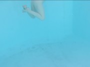 Preview 1 of Curvy Ginger Redhead Underwater Footjob and Wet Hairjob - Cum on Long Hair