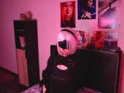 Preview 2 of Nier Automata 2B cosplay - hot 18 yo cosplayer anal & Ahegao
