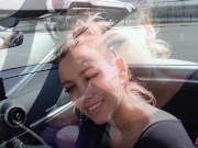 Preview 6 of Outdoor Blowjob In The Car! Young Babe in a Cabriolet. LuxuryGirl.