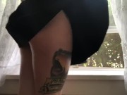 Preview 3 of upskirt pussy tease next to open window