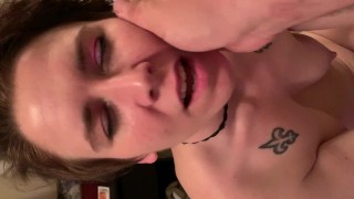 TEASER - submissive gets Intense facefuck, slapping, choking, gagging, bound deepthroat see linktree