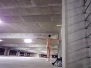 Preview 5 of Plugged & Caged Exhibitionist Fucks his Ass with Dildo at Parking Garage
