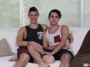 Preview 1 of YOUNG TWINK DEEPTHROATS! Amateur Throat Fucks Big Dick For The First Time