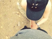 Preview 2 of Horny suck and fuck in public forest. POV amateur outdoor sex
