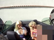 Preview 2 of Cabrio Fun Outdoors, Best Summer with Young Blonde Exhibitionist Flashers