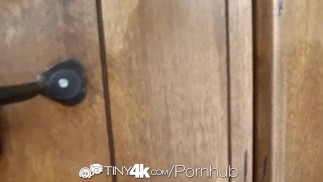 TINY4K Hot teen FUCKED with LEAKING steamy creampie
