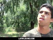 Preview 3 of LatinMilk - Cute Boy Swallows Loads Of Cum In The Jungle