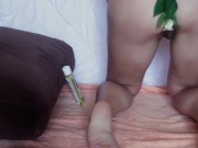 Preview 4 of Girl caressing her amazing legs and pussy with jasmine flowers
