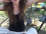 Preview 5 of POV - Deepthroat Blowjob in the Backyard, Barely Lasts A Minute