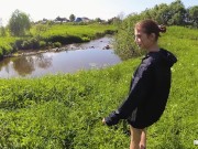 Preview 2 of Real Outdoor Sex on the River Bank after Swimming - POV by MihaNika69