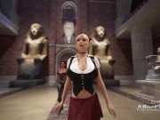 Preview 3 of Uniformed 3D animation futa babes having sex in a museum