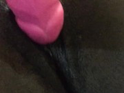 Preview 1 of Pink dildo streches chocolate pussy