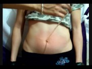 Preview 5 of the first video of Paula at 18 years old Belly punch & navel torture part 2