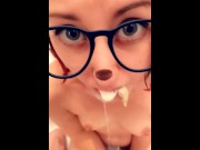 Preview 5 of I Drink Cum From Condom In Public Shower! Schoolgirl Cum in the Mouth ❤