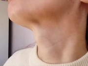 Preview 6 of sexy huge Adam's apple girl drinking neck close up