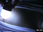 Preview 1 of Sleepless girl rubs her clit at night with a hand held light