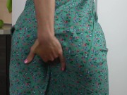 Preview 4 of Masturbation and loud orgasm from a small purple vibrator through a dress