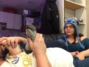 Preview 2 of Nerdy Teen in Glasses Stinky Sock Removal, Foot Worship & BJ