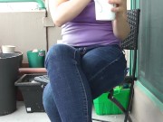 Preview 1 of Holding My Pee While Neighbours Are Nearby & Wetting My Tight Skinny Jeans