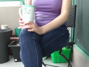 Preview 2 of Holding My Pee While Neighbours Are Nearby & Wetting My Tight Skinny Jeans