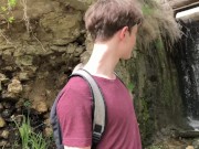 Preview 3 of Hot Hunk Jerking His Big Dick (23cm) in Public Place near the dam/ Teen Boy