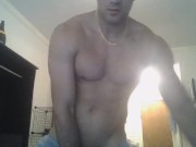 Preview 3 of Tall athletic hunk pleasures himself at home