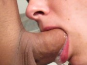 Preview 4 of Close up sloppy blowjob. Rough deepthroat and gagging. Oral cumshot. (MILF)