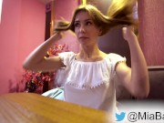 Preview 1 of Public Blowjob party with Luxurygirl after lunch in a Restaurant