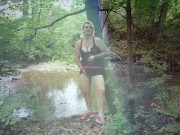 Preview 2 of Orgasam on outdoors trail with camera man blowjob