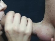 Preview 3 of Close up foreskin play. Big cock blowjob and throbbing oral creampie