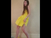 Preview 3 of Dance & Strip from yellow dress and heels to Bad Idea by Ariana Grande