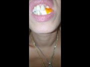 Preview 1 of Vore, chewing an egg, drooling, spit and tongue fetish