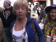 Preview 1 of Fat Tuesday Freaky MILFS Getting Naked In The Street For Beads